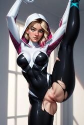 1girls 3d 3d_(artwork) ai_generated ass big_ass big_breasts breasts breasts curvy_female curvy_figure female_focus gigantic_ass gigantic_breasts gwen_stacy hi_res huge_breasts light-skinned_female looking_at_viewer nude_female oiled oiled_skin pale-skinned_female spider-man:_into_the_spider-verse