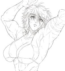 1girls bra breasts muscular nr4ces waste_(character)