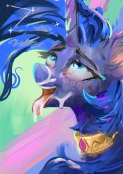 absurd_res ahe_gao bodily_fluids cum cum_on_face equid equine female friendship_is_magic genital_fluids hasbro hi_res hoofindust horn horse looking_pleasured mammal my_little_pony mythological_creature mythological_equine mythology open_mouth pony princess_luna_(mlp) tongue tongue_out unicorn