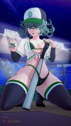 3d baseball_bat baseball_cap bikini bitch blackflames3 breasts female female_pervert high_heels medium_breasts night number_tattoo one-punch_man panties pervert presenting public_nudity sexually_suggestive solo submission suketto_sanjou!! tatsumaki thighhighs thighs underwear