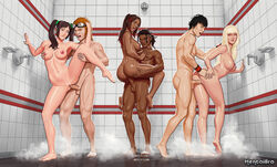 3boys 3girls abs against_wall anus areola areolae ass bare_breasts barefoot biting_lip black_hair blonde_hair brazilian brazilian_female breasts brown_eyes brown_hair christie_monteiro dark-skinned_female dark-skinned_male dark_skin dat_ass dreadlocks eddy_gordo emilie_de_rochefort erect_nipples erect_penis erection faucet feet female forest_law from_behind goggles goggles_on_head grope groping groping_from_behind hair_ornament hair_ornaments hand_in_hair hand_on_ass hand_on_breast hand_on_shoulder hand_on_thigh hand_on_wall hands_on_ass hannah hentaibro hwoarang krystle leaning_against_wall leaning_forward leg_grab leg_up legs ling_xiaoyu long_hair looking_at_partner looking_back looking_down maxim medium_breasts medium_penis model mouth_open multicolored_hair muscles muscular muscular_male naked natalie nipples nude one_leg_up open_mouth orange_eyes orange_hair orgy penis ponytail puffy_nipples pussy raised_leg sex sex_from_behind shaved shaved_pussy shaven shiny short_hair shower shower_head shower_room shower_scene shower_sex showering sideboob stand_and_carry_position standing standing_sex steam steamy stomach suspended_congress tekken tekken_maxim_photoshoot testicles the_girls_of_tekken_photoshoot thigh_grab thighs tile_floor tile_wall toes twintails upright_straddle vagina vaginal_penetration veiny_penis wall water wet wristband wristbands