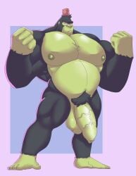 anthro balls bara barazoku big_balls big_penis flaccid furry gorilla male male_only muscles muscular nude penis powerpuff_girls rocko_socko solo solo_male unrealrui