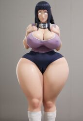 3d 3d_(artwork) ai_generated asian asian_bimbo asian_female black_hair booty_shorts huge_ass huge_breasts hyuuga_hinata naruto naruto_(classic) naruto_(series) naruto_shippuden paag plump_ass thick_thighs thunder_thighs white_eyes wide_hips