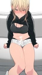 angry blonde_hair female kemuri_haku revealing_clothes shorts