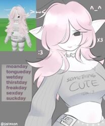 1girls breasts clothed cropped_sweater elf midriff pink_hair reference_image roblox roblox_avatar robloxian safi_roblox safiniian small_breasts source_request tagme twitter_username white_skin