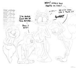 1boy 3girls balls breasts female jewel_the_beetle male monochrome nude penis sonic_(series) sticks_the_badger tagme tangle_the_lemur theenfman