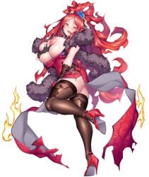 astaroth_(taimanin_asagi) chinese_dress high_heels potion_(moudamepo) red_hair