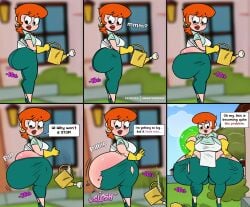 1girls ass ass_expansion ass_growth big_ass bubble_butt cartoon_network comic dexter's_laboratory dexter's_mom dialogue expansion fat_ass female huge_ass massive_ass mature_female milf mother red_hair text torn_clothes wardrobe_malfunction xmasterdavid