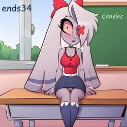 ai_generated classroom ends34 hazbin_hotel skirt vaggie_(hazbin_hotel)