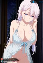 ai_generated big_breasts blue_eyes female juanpiamvs lingerie long_hair patreon patreon_username riselia_ray_crystalia seiken_gakuin_no_maken_tsukai silver_hair standing subscribestar subscribestar_username watermark