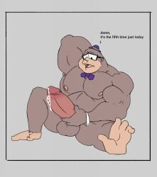 1boy anthro ape balls bara big_penis boner erection furry glasses gorilla hanna-barbera jellystone_(hbo_max) magilla_gorilla male male_only masturbation muscles muscular nude penis primate solo solo_male unrealrui