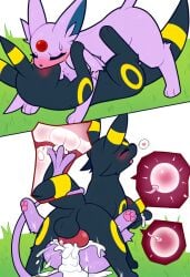 ai_generated blush cum cum_in_pussy cum_inside eeveelution espeon female feral feral_on_feral impregnation knot legs_apart mating_press nai_diffusion novelai oral pokémon_(species) pokemon pokemon_(species) pussy request umbreon