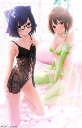 2girls :o a-chan_(hololive) absurd_res absurdres arm_gloves arm_support bare_armpits bare_arms bare_ass bare_back bare_belly bare_butt bare_calves bare_chest bare_hands bare_hips bare_knees bare_legs bare_midriff bare_navel bare_shoulders bare_skin bare_soles bare_thighs bare_toes bare_torso barefoot bed_sheet belly belly_button black_bra black_camisole black_glasses black_lingerie black_lingerie_panties black_panties black_underwear blue_eyebrows blue_eyes blue_eyes_female blue_hair blue_hair_female blue_hair_ribbon blue_ribbon blush blushing_at_viewer blushing_female bowl_cut bra breasts brown_eyebrows brown_hair brown_hair_female camisole choker cleavage collar collarbone curtains curvy curvy_ass curvy_body curvy_female curvy_figure curvy_hips curvy_thighs dot_nose embarrassed embarrassed_female ex_idol exposed_belly exposed_midriff feet female female_focus female_only fingers flat_belly flat_chest flat_chested flower_petals frilled_bra frilled_panties full_body garter_straps glasses gloves green_arm_gloves green_bra green_choker green_collar green_garter_straps green_gloves green_legwear green_leotard green_lingerie green_panties green_stockings green_thighhighs green_underwear groin hair_ribbon half_naked hand_on_breast hand_on_chest hand_on_hips hand_on_own_breast hand_on_own_chest hand_on_own_hips hand_on_own_thigh hand_on_thigh harusaki_nodoka head_tilt high_resolution highres hololive indoor indoor_nudity indoors kneeling knees lace_bra lace_panties lace_underwear laced_bra laced_panties laced_underwear legs legwear leotard light-skinned_female light_skin lingerie lingerie_bra lingerie_panties looking_at_viewer m_legs medium_breasts medium_hair multiple_females multiple_girls navel nervous nervous_expression nervous_face nervous_female panties parted_bangs petals petite petite_body petite_breasts petite_female petite_girl pillow pink_pillow pussy red_eyes red_eyes_female ribbon short_hair shoulders shy shy_expression sideboob simple_background sitting sitting_on_ass sitting_on_bed sitting_on_knees skinny skinny_female skinny_girl skinny_waist slender_body slender_waist slim_girl slim_waist small_breasts smile smiling smiling_at_viewer soles stockings thick_thighs thighhighs thighs thin_waist tilted_head toes underwear v-line veil virtual_youtuber white_background white_bed_sheet white_curtains white_veil window