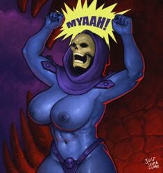 alternate_version_at_source alternate_version_available bikini bikini_top cloak fanart female_focus female_only genderbent genderswap_(mtf) gigantic_breasts hourglass_figure huge_breasts justsomenoob masters_of_the_universe meme no_visible_genitalia nonsexual nonsexual_nudity parody pinup purple_skin rule_63 shitpost six_pack skeleton skeletor solo_female wide_hips