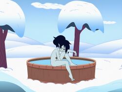 adventure_time casual female hot_tub human marceline marceline_the_vampire_queen outdoors pale_skin serram04 snow tagme