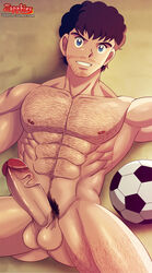 1boy ball bara beard captain_tsubasa coach male male_only muscle nude penis pubic_hair roberto_sedhino soccer zapphier