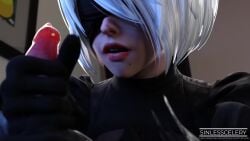 16:9 3d 3d_animation animated black_blindfold blindfold canid canine canis domestic_dog duo erection female female_human/male_feral feral handjob hi_res human long_playtime male male/female male_feral/female_human mammal nier:_automata open_mouth penis platinum_games short_video shorter_than_30_seconds sinlesscelery sound twitter_link uncensored video white_hair widescreen yorha_2b zoophilia