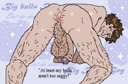 1boy anus ass balls big_balls bradley_(mr_shrink) brown_hair clueless clueless_male digital_drawing_(artwork) digital_media_(artwork) dumb dumb_male english english_text green_eyes hairy hairy_balls hairy_legs hairy_male hairy_perineum idiot intellectual_disability learning_disability male male_focus male_only mental_disability mentally_deficient mr_shrink original original_character penis perineum presenting presenting_anus presenting_ass presenting_balls presenting_penis presenting_perineum purple_background saggy_balls showing_ass showing_off showing_off_ass showing_penis solo solo_focus solo_male sparkle sparkles sparkling_background stupid stupid_looking unaware unknown_source