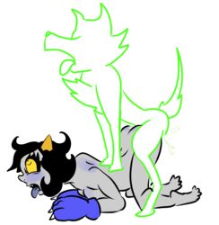 1boy 1girls 2015 ass becquerel black_hair breasts canine cum cum_inside female female_on_feral grey_skin hair homestuck horns interspecies male male_penetrating mammal ms_paint_adventures naked nepeta_leijon nsfwebrunner open_mouth penetration sex sharp_teeth short_hair straight tail tongue_out troll white_background white_fur yellow_eyes zoophilia