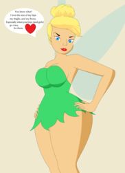 1girls blonde_hair disney disney_fairies domeofart english_text fairy fairy_wings female peter_pan_(disney) speech_bubble tinker_bell wings