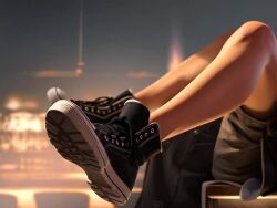 1boy 1girls ai_generated animated black_pants black_shoes black_shorts clothed_sex cloud_strife female final_fantasy_vii legs_up out_of_frame shorts sneakers sound tagme tifa_lockhart video