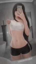 1girls 3d 3d_(artwork) 3d_render absurd_res absurdres accessory armpits bare_shoulders bathroom big_breasts blender blender3d blender_(software) blender_cycles blush bow breast_lift breast_squeeze breasts breasts_apart breasts_out brown_hair buster_sword cleavage closed_mouth collar collarbone curvy curvy_figure cute cute_face dark_hair embarrassed female female_focus female_only female_torso final_fantasy final_fantasy_vii final_fantasy_vii_remake fit fit_female flirting glossy glossy_body glossy_skin glowing_eyes gradient_hair high_quality high_resolution highres iphone light-skinned_female light_skin lips long_hair medium_breasts messy_hair mirror mirror_selfie morning necklace nipples nipples_visible_through_clothing no_bra nude nude_female parted_lips perfect_body phone pinup porno red_eyes self_upload selfie selfie_pose shiny_skin shorts shy simple_background slim slim_female slim_waist sosiskaba6y sword teasing thick_thighs thighhighs thighs tifa_lockhart topwear uncensored wet wet_body wet_skin