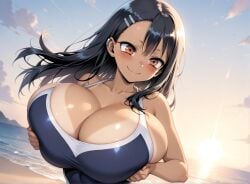 ai_generated alternate_ass_size alternate_body_type alternate_breast_size beach beautiful beauty breasts clothed clothing female female_focus female_only gigantic_ass gigantic_breasts hayase_nagatoro huge_ass huge_breasts hyper hyper_breasts hyper_butt large_ass large_breasts long_hair mommy nagiotoai one-piece_swimsuit open_eyes please_don't_bully_me,_nagatoro sand school_swimsuit solo solo_female solo_focus stretched_clothing swimsuit tight_clothing