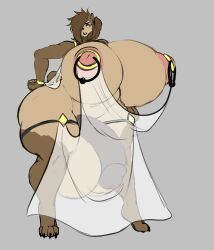 2025 4_toes anthro areola balls bear big_areola big_balls big_breasts big_nipples big_penis breasts brown_body brown_fur brown_hair claws clothing dress feet fingers fur genitals grey_background gynomorph hair hi_res huge_breasts humanoid_genitalia humanoid_penis intersex lips mammal nipple_piercing nipple_ring nipples penis piercing pink_areola pink_nipples ring_piercing simple_background solo tenna_cale thelazydreamer thick_bottom_lip toe_claws toes translucent translucent_clothing
