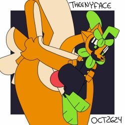ambiguous_fluids anal anal_sex animated anthro big_penis domestic_cat duo felid feline felis genitals lagomorph leporid loop male male/male mammal penetration penis pumkat rabbit size_difference small_penis theenyface