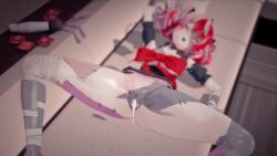 1_minute_long 1boy 1girls 3d after_sex animated bottomless_female condoms_on_bed cum cum_drip cum_in_pussy cum_inside ejaculation heterochromia hololive hololive_indonesia hololive_indonesia_holoro koikatsu koikatsu! kureiji_ollie naked_male no_sound on_back on_bed pussy ribbon sex small_breasts stitches straight tagme tiptoes twitching uncensored vaginal_penetration video virtual_youtuber wataamage zombie_girl