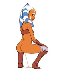 ahsoka_tano alien alpha_channel ass blue_eyes bodily_fluids boots bottomless bottomless_female clone_wars clothed clothing crouching female fingerless_gloves footwear for_sticker_use full-length_portrait full_body gloves humanoid looking_back nudity orange_skin pants pants_down partially_clothed peeing png portrait rear_view side_view simple_background smile solo squatting star_wars sticker_template the_clone_wars:_season_one togruta tourbillon transparent_background transparent_png tubetop urine young