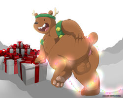 anthro anus balls bear cartoon_network christmas furry grizzly_(wbb) grizzly_bear holidays male male_only mammal no_humans ursofofinho we_bare_bears