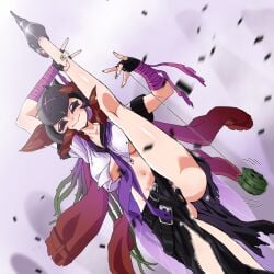 1girls bancho bancholillymon breasts digimon digimon_(species) female female_only fingerless_gloves gerusyu no_bra no_panties plant plant_girl solo solo_female standing standing_on_one_leg standing_split vine_hair vines yo-yo