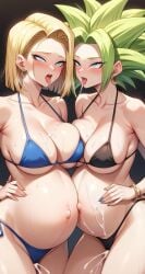 ahe_gao ahegao_face ai_generated android android_18 belly big_belly big_breasts bikini blonde_hair blue_eyes bracelets breast_press breasts breath cum cum_in_pussy cum_inside cum_on_belly cum_on_breasts dragon_ball dragon_ball_super dragon_ball_z green_hair impregnation kefla nail_polish nails_painted pregnant pregnant_belly pregnant_female short_hair slave slavegirl slut spiky_hair standing super_saiyan super_saiyan_2 tongue tongue_out