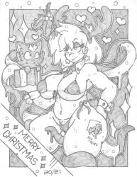 christmas christmas_present lori_loud monochrome nickelodeon reindeer_antlers rex_reyes tentacle the_loud_house