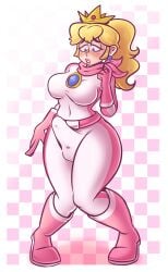 1futa big_breasts boner_in_pants cerealharem cerealharem_(artist) erection erection_under_clothes huge_cock princess_peach solo_futa tagme