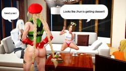 alina ass bonne_jenet cammy_white crown h23chris honey_select_2 jhun_hoon leotard sofa venom_(guilty_gear)