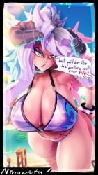 1girls beach big_ass big_breasts big_thighs bikini busty cotton_candy_baily_(ninapieta) female koikatsu ninapieta oc original_character swimsuit