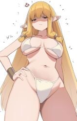 1girls angry blonde_hair breasts elf elf_ears elf_female elf_girl female female_only frieren_beyond_journey&#039;s_end large_breasts looking_at_viewer looking_down pointy_ears serie_(sousou_no_frieren) solo solo_female sousou_no_frieren thighs underboob underwear underwear_only wabi_illust yellow_eyes