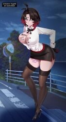 1girls body_writing darkrobbe1 highres leonkunisagi ruby_rose rwby segal03 shorter_than_10_seconds tagme vertical_video video waitress