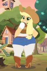 1girls apple_butt applejack_(eg) applejack_(mlp) artist_request ass big_ass big_booty big_bottom big_butt boots bubble_ass bubble_booty bubble_butt chubby clothed_female clothes clothing clubhouse cowgirl cowgirl_boots cowgirl_hat cowgirl_outfit curvy equestria_girls fat fat_ass fat_booty fat_butt fat_female female female_only friendship_is_magic hasbro huge_ass huge_booty huge_butt large_ass large_butt looking_at_viewer looking_back looking_back_at_viewer my_little_pony obese obese_ass obese_butt obese_female plump plump_ass plump_butt plump_female rear_view smiling smiling_at_viewer solo solo_female sweet_apple_acres thick_ass thick_butt thunder_thighs wide_hips