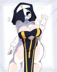 big_breasts breasts female female_only humongous_breasts naomii64 nun nun_outfit tagme tagme_(character) thighs titfuck trex