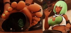 6+boys big_feet dark-skinned_female dark_skin emerald_sustrai feet female female_focus femdom foot_fetish foot_focus foot_play footdom footwear giantess green_hair green_nail_polish green_nails macro macro_female male malesub micro_male polyphius red_eyes rwby toes