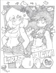 clothed lincoln_loud lori_loud luna_loud monochrome nickelodeon nipples_visible_through_clothing rex_reyes the_loud_house