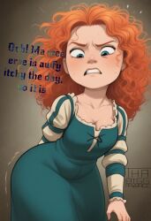 ai_generated brave english_text itching itching_fetish merida red_hair scottish scottish_female scratching scratching_butt text thabiggpaybacc