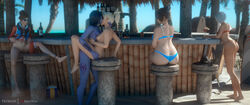 3d 5girls alternate_costume ashe_(overwatch) ass ass_grab autodesk_maya back back_view backside bar barstool beach big_ass big_butt bikini blender blizzard_entertainment blonde_hair blue_hair bottomless breasts brown_hair butt d.va eyewear female female_only glasses kissing mei_(overwatch) mercy multiple_girls nipples nude outdoors overwatch ponytail pussy tagme tattoo thick topless vgerotica waveracer_d.va white_hair wide_hips widowmaker yuri