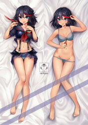 bra dakimakura female kill_la_kill madbunny matoi_ryuuko multiple_poses panties solo striped_panties