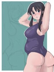 ameh_li armpits ass azumanga_daiou bbw belly blush chubby fat_ass nyamo_minamo_kurosawa swimsuit thighs