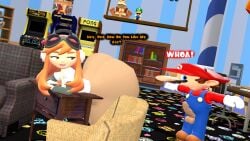 big_ass big_butt booty bottomless bottomless_female bubble_butt huge_ass kaibernation looking_at_partner looking_back mario meggy_spletzer showing_ass smg4