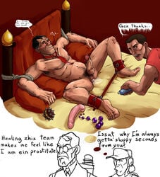 2boys 2d after_sex age_difference anal anal_beads barefoot beard bed black_hair blush body_hair brown_hair cheating_husband cmnm cum cum_in_ass cum_on_belly cum_on_self cumdrip dildo erect_nipples erection feet full_body gaping gay glasses happy_sex human human_male human_only inviting_to_sex leaking leaking_anus looking_pleasured lube lying_on_back male male_focus male_only medic medic_(team_fortress_2) multiple_boys naughty_face necktie nude open_for_all penis precum_bubble restrained scout scout_(team_fortress_2) sex sloppy_seconds smile spread_legs spreader_bar team_fortress_2 text tied_to_bed toes yang yangpuppy yaoi